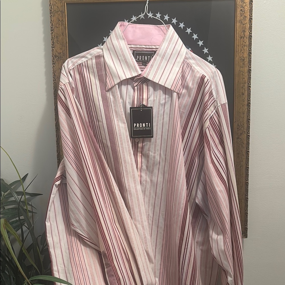 Red and White Striped Dress Shirt